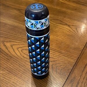 Tory Burch Blue and Black Geometric Thermos